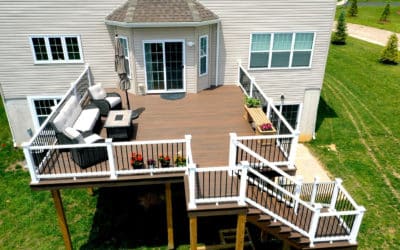 Second story deck with L shaped steps and landing in Montville, NJ