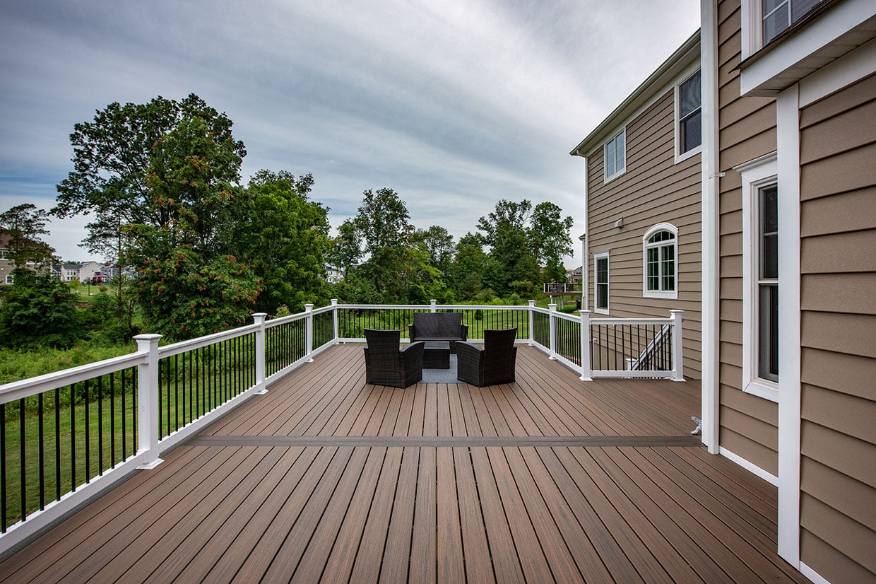Second Floor Composite Deck With Vinyl Railings In New Providence 2