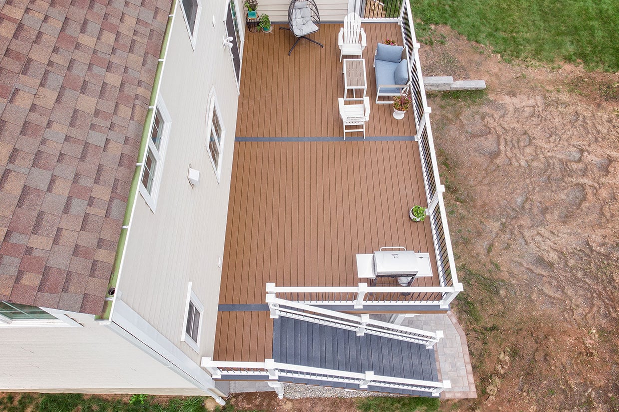 Composite Deck With Vinyl Railings And Under Deck Finishes In Summit 5