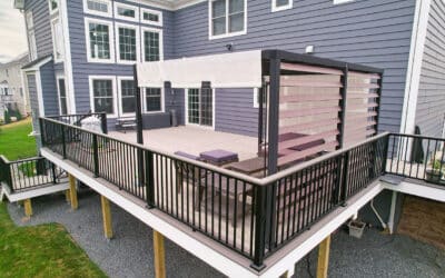 Modern Composite Deck 900sqft With L-Shaped Staircase and Aluminum Railings