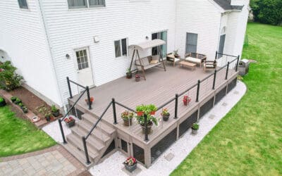 32X16 Composite Deck With Contemporary Style Cable Railing