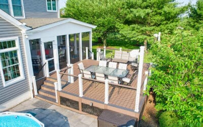 New Deck With Screen Porch and Cable Railings